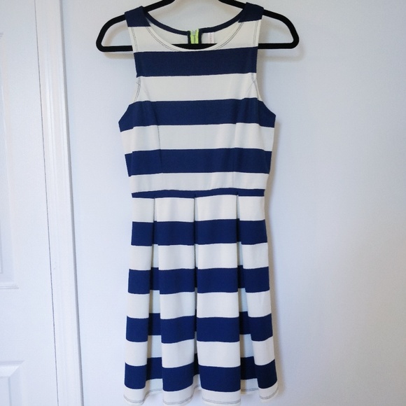 Xhilaration Dresses & Skirts - Xhilaration Navy/Cream Striped Fit and Flare Dress